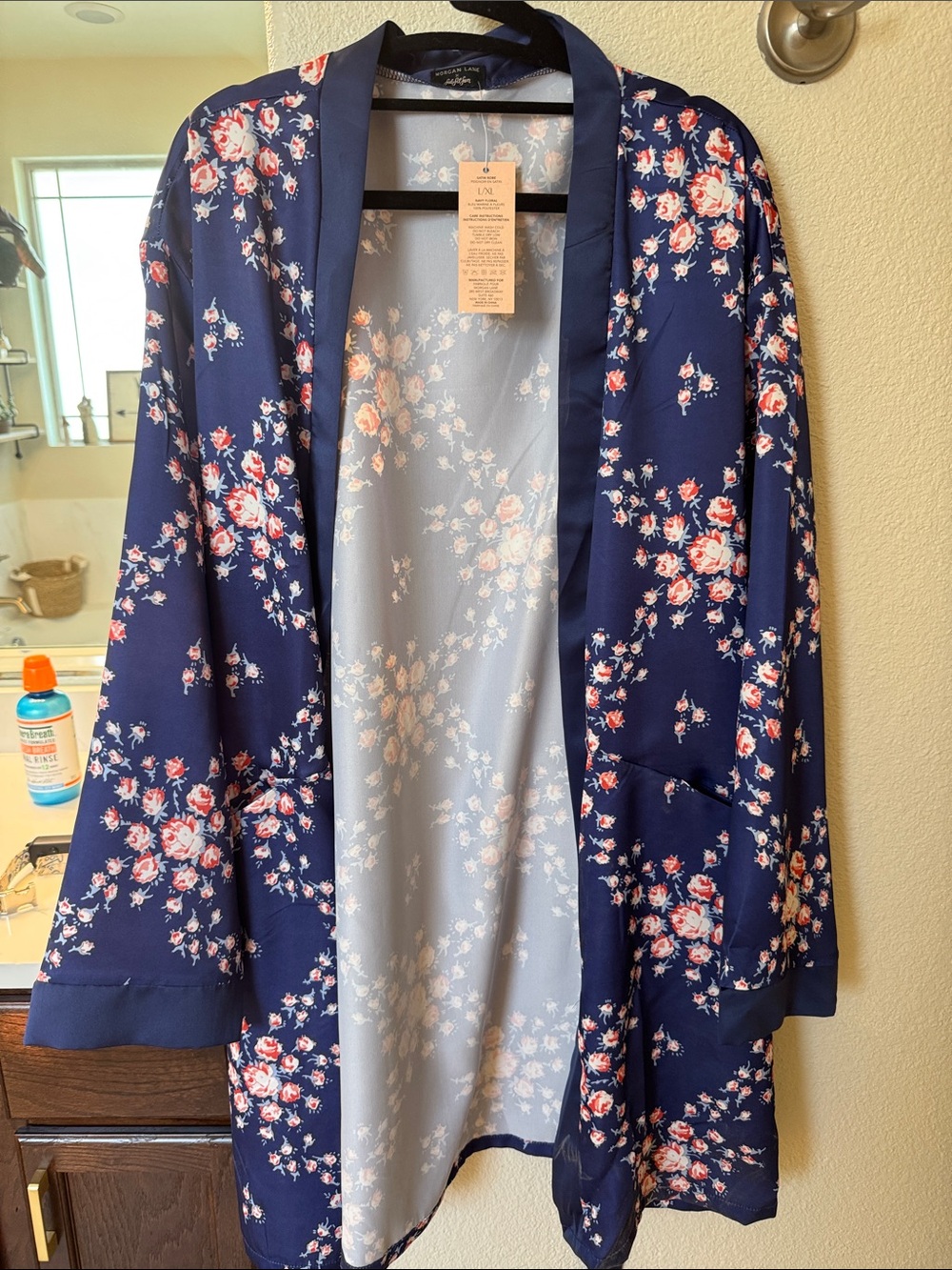 Morgan Lane Navy Floral Open-Front Robe